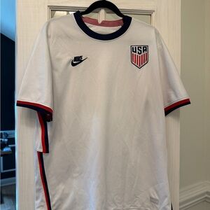 Nike White Soccer Jersey with Silver Engineered Patch